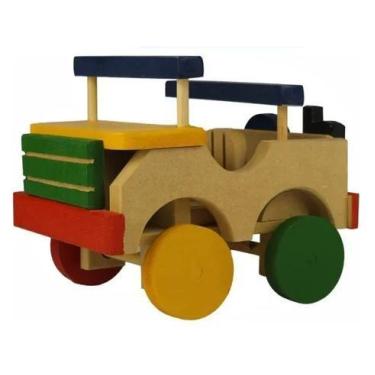 Imagem de Brinquedo Em Mdf Educativo Pedagógico Jeep Jipe Colorido - Modernato