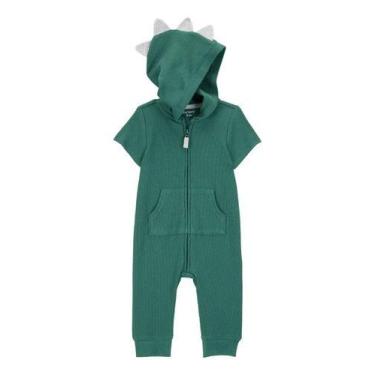 Imagem de Pijama Macacão Botão Pézinho Carters Cotton Algodão Bebê -, Verde, 6m