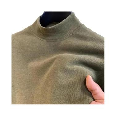Imagem de Camiseta Térmica Masculina De Veludo De Manga Longa Com Gola Alta Para