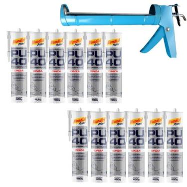 Imagem de Kit Pistola Aplicadora 9 Pol Aeroflex Azul com Selante PU40 Cinza para