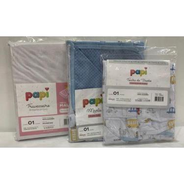 Imagem de Kit Papi Malha Luxo Bebe Menino Manta Toalha Travesseiro 35