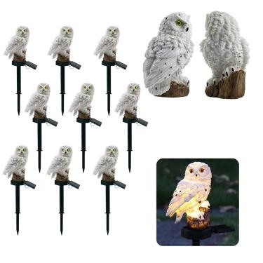 Imagem de Coruja Luminaria Solar Kit 9 Uni Jardim Quintal Casa Decoraçao Enfeite Multiuso Luz Led Resistente Escultura Aves