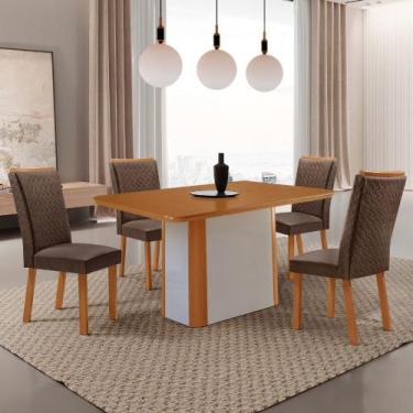 Imagem de Mesa de Jantar Isadora 120cm Tampo MDF Laminado Canto Copo com 4 Cadei