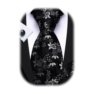 Imagem de Gravata Barry.Wang Floral Silk 150 cm, conjunto de gravatas com abotoa