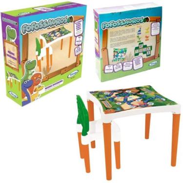 Imagem de Mesa Infantil Fofossauros Educativa Desmontável Com Cadeira - XALINGO