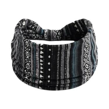 Imagem de Faixa De Cabelo Feminina Boho Com Estampa Floral, Larga, Antiderrapant