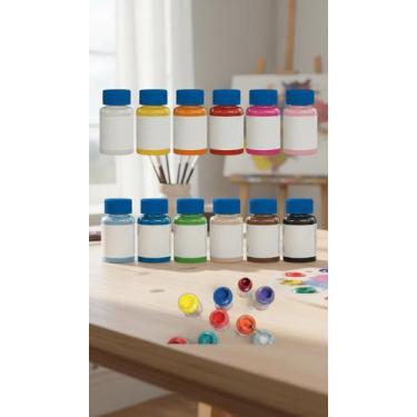 Imagem de Kit 12 Tintas PVA Fosca 37ml Para Artesanato e Pintura - Congratulatio