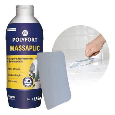 Imagem de Kit Cola Azulejo Massaplic Pastilha 1,5kg Pulvitec + Espatula