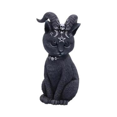 Imagem de Ornamento De Resina Gato Mágico De Halloween, Escultura De Animal Para