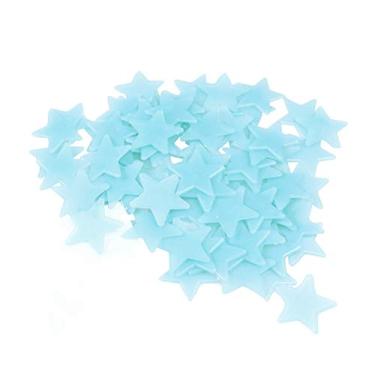 Imagem de Adesivos de parede Decdeal com 100 peças de estrelas 3D, que brilham no escuro, adesivos de parede de plástico fluorescente luminosos para quarto de bebê, quarto, teto e decoração de casa