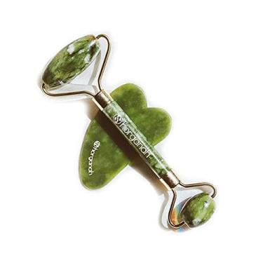 Imagem de Kit Rolo de Jade + Gua Sha Massageador Facial Pedra natural Horganah