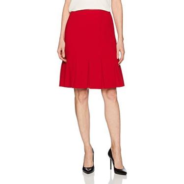 Imagem de Nine West Saia plissada lisa feminina, Vermelho fogo, 36