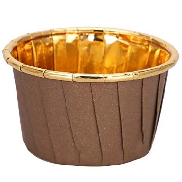 Imagem de Estojos de cupcake, forros de cupcake resistentes a altas temperaturas sem vazamento para cupcakes e doces para muffins(Trumpet 3830-Inside Gold e Outside Coffee)