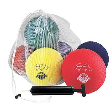 Imagem de Champion Sports Conjunto de bolas de playground RSPG7SET: Seis bolas infláveis macias de pele de rinoceronte de 17 cm, inclui bolsa de armazenamento e bomba