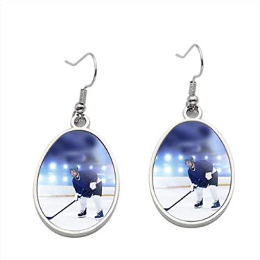 Imagem de Brinco de hóquei no gelo com jogador composto – Brincos pendurados para meninas – Presente de festa de aniversário dos namorados, Metal, Sem pedras preciosas