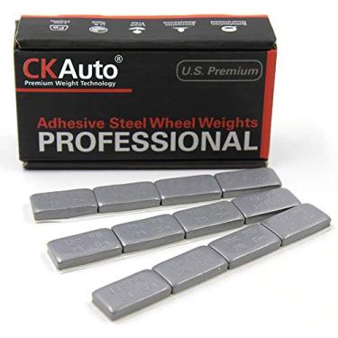 Imagem de CKAuto 1oz, cinza, adesivo Stick on Wheel Weights, fita fácil de descascar. Perfil baixo, 72 oz/caixa, qualidade dos EUA (72 peças)