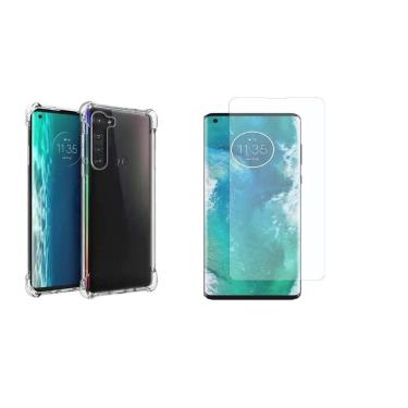 Imagem de Kit Capa Antishock Reforçada Compatível Moto Edge XT2063 + 01 Película De Nano Gel