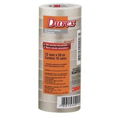 Imagem de Fita Durex 12x30m Transparente 3M 10 Rolos