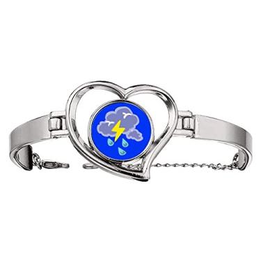 Imagem de N/A N/A Bracelete com ícone de piscar e símbolo de trovão coração joia pulseira de arame, medium, metal