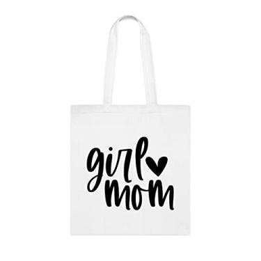 Imagem de Bolsa Tote Funny Girl Mom, para meninas mamães, presente para meninas mamães, bolsa de ombro para meninas mamães, bolsas reutilizáveis para meninas mamães, presente para meninas mães da filha favorita, filho e filhos, Branco