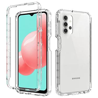 Imagem de Ffish Capa para Samsung Galaxy A32 5G, [Anti-Amarelo] [Antiarranhões] Capa protetora traseira de policarbonato rígido de poliuretano termoplástico fino + suporte para telefone, transparente