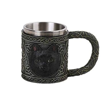 Imagem de Caneca de café potável para gatos preto celta PT com interior de aço inoxidável