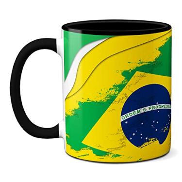Imagem de Caneca Futebol Bandeira Brasil Criativa Copa do Mundo 2022 (Preta)