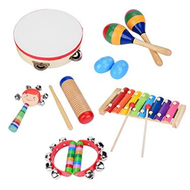 Imagem de Instrumentos musicais para crianças 13 peças instrumentos de percussão de madeira, instrumentos musicais para bebês, educação pré-escolar para crianças