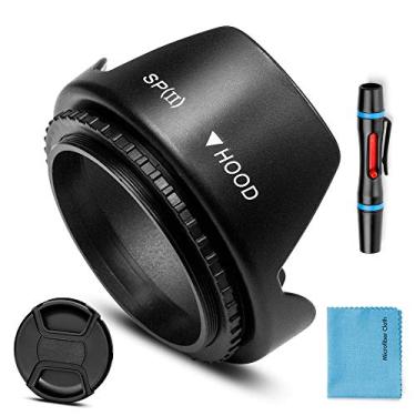 Imagem de Para-sol universal para lente de 58 mm, para-sol universal com tampa de lente de aperto central para câmera Canon Nikon Sony Pentax Olympus Fuji