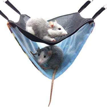Imagem de Rede de animais de estimação pequeno, cama de cama dupla, cama suspensa, gaiola de animal pequena acessórios de brinquedo para hamster/esquilo/porquinho da índia/chinchilas/ratos/mini porco holandês
