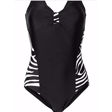 Imagem de Tingpai Novo Sum Siamês Tamanho G nde Mulher Go a Sexy Impressão Esportes Tamanho G nde Roupa de Banho P ia Atacado Preto XXXL