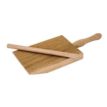 Imagem de Tredoni Pá profissional de madeira de gnocchi/garganelli para fazer macarrão + bastão, 3,6 x 5" (9 x 12,5 cm)