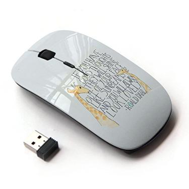 Imagem de KawaiiMouse [Mouse óptico sem fio 2,4 G] Texto com citação inspiradora de girafa para crianças