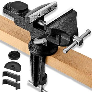 Imagem de Torno de mesa ou torno de bancada universal de 3,2 polegadas, torno giratório de 360°, torno doméstico portátil com bigorna grande para marcenaria, conduítes de corte, perfuração, metalurgia