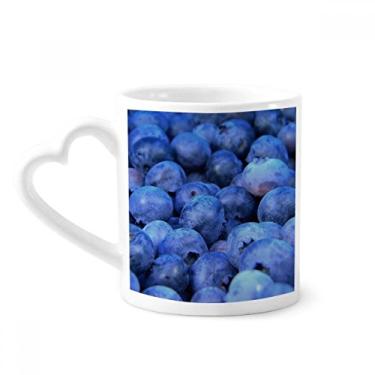 Imagem de Caneca com imagem de frutas tropicais de mirtilo fresco caneca de café cerâmica copo de coração de vidro