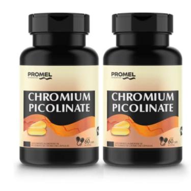 Imagem de 02 Picolinato de Cromo 60 Cápsulas 300 mg - (Chromium Picolinate) Promel