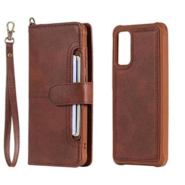 Imagem de Capa carteira flip para Samsung Note 20 Ultra, capa de telefone magnética destacável para Samsung Galaxy S21 Plus S20 Ultra S10 S22 Café para Samsung S21 Plus