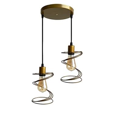 Imagem de Duo Aramado Mola Poptem Canopla Múltipla Redonda Dourado Lustre Luminária Iluminação Sala Quarto Iluminação Interior