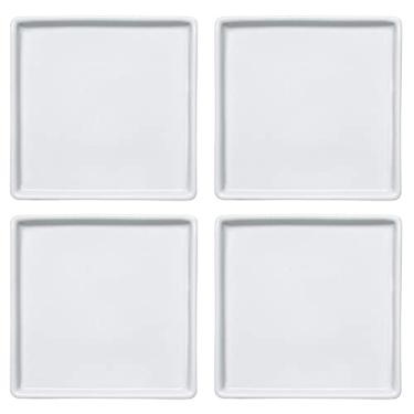 Imagem de Jogo 4 Pratos Quadrados Rasos em Porcelana 16x16cm Americana Germer Branco