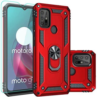Imagem de Capa para Motorola Moto G20 Capinha com protetor de tela de vidro temperado [2 Pack], Case para telefone de proteção militar com suporte para Motorola Moto G20 (vermelho)