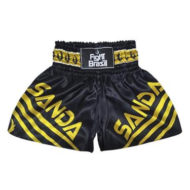 Imagem de Short Calção Boxe Chinês Sanda - Pre/Amar - GG
