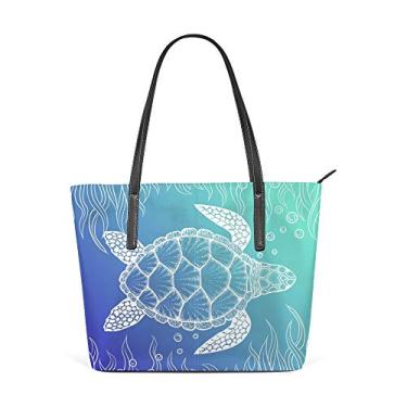 Imagem de Top Carpenter Bolsa com alça superior de couro de poliuretano, bolsa de ombro, tartaruga marinha, bolsa mensageiro para natação para mulheres e meninas