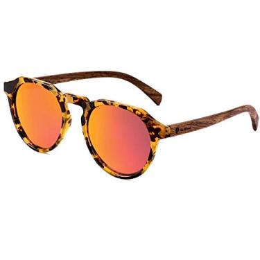 Imagem de Óculos de Sol Artesanal Redondo Design de Madeira HU WOOD Polarizados com Proteção Uv400 (C4)