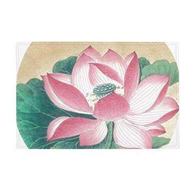 Imagem de DIYthinker Water Lotus Figure Tapete de pintura chinesa Tapete antiderrapante para porta de banheiro