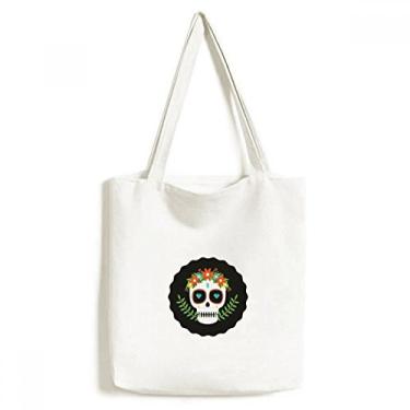 Imagem de Bolsa de lona Skulls Of The Mexico Day Of Dead bolsa de compras casual bolsa de mão