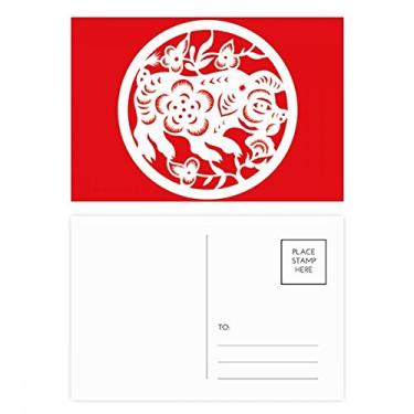 Imagem de Conjunto de cartões postais de arte do zodíaco chinês cortado em papel para envio de aniversário cartão de agradecimento