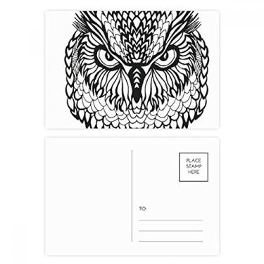 Imagem de Cartão postal com desenho de animal de coruja, olhos grandes, conjunto de cartões postais de aniversário, cartão de agradecimento