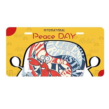 Imagem de DIYthinker Placa de licença World Beach Lagosta Marine Organismo Etiqueta Decoração de carro Dia da Paz