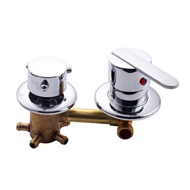 Imagem de Interruptores de chuveiro de 3/4/5 vias, controle de torneiras de sala de latão, acessórios para cabine de mistura, válvula de mistura, painel de entrada de torneira de desviador de água quente e fria, peça de reparo de conversão, cartucho de cerâmica, suporte duplo