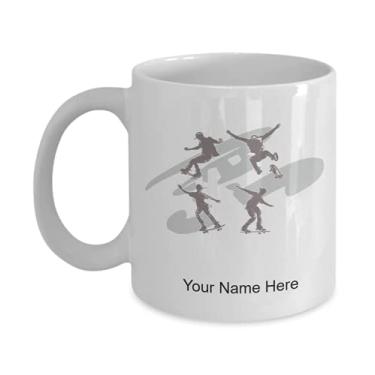 Imagem de Caneca de skateboarders personalizada - Caneca de café para skatistas, amantes, ideias para crianças, meninos e meninas - Caneca de café de 325 ml
